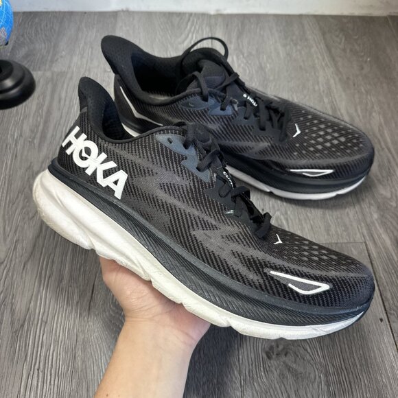Hoka One One Mens Clifton 9 1127895 BWHT Black Running Shoes Sneakers Size 12 D main image 4
